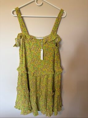 Olivaceous Yellow Floral Mini Dress